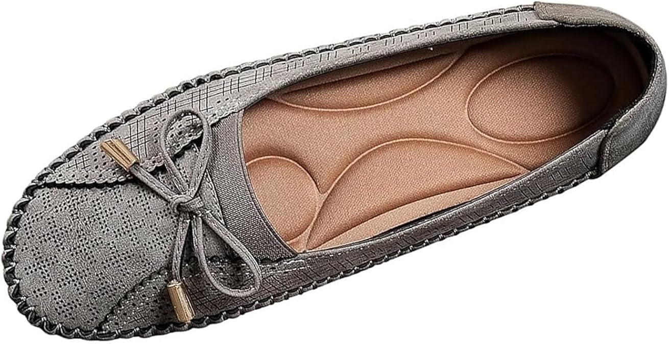 Loafers for Women Lightweight Anti-Slip Breathable Moccasin Trendy Ruched Bow Closed Toe Flats Dressy Slip-On Soft Sole Casual Dress Shoes Office Work Everyday Walking Flats