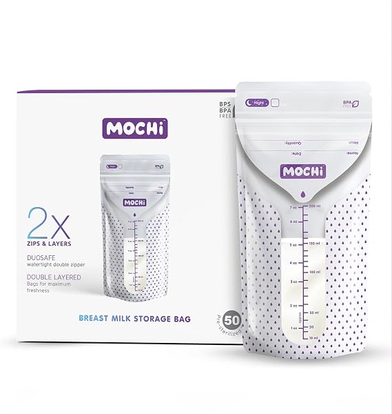MOCHi Breast Milk Storage Bag (50s), White/Purple