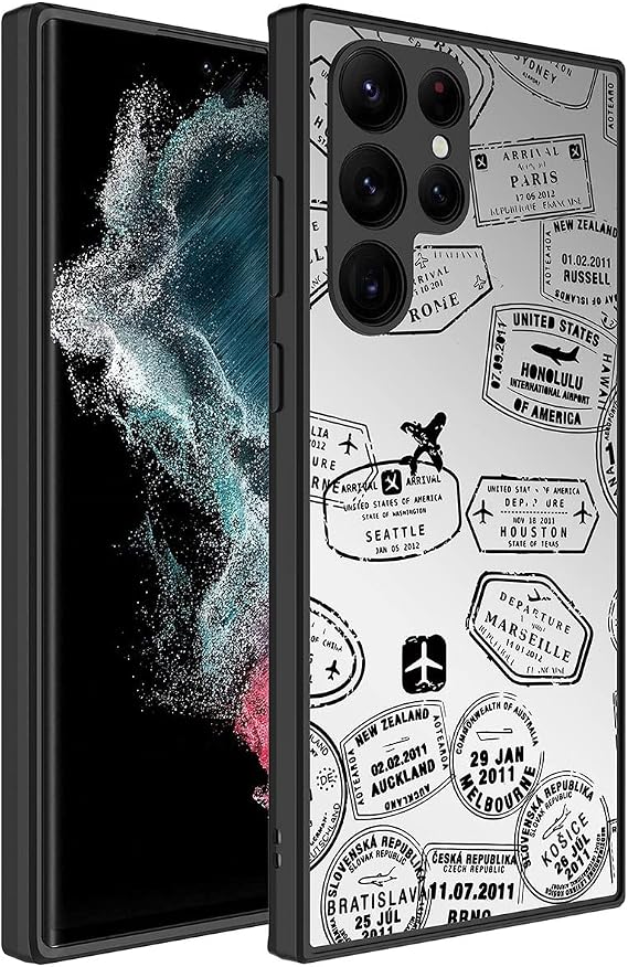 Spia Samsung Galaxy S22 Ultra ile uyumlu Kılıf Seyahat Echo Kapak Dayanıklı Darbe Karşıtı Koruyucu Tasarım (Samsung Galaxy S22 Ultra, Seyahat)