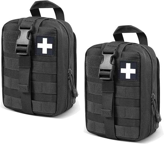 2-Pack First Aid Pouch 1000D Nylon Tactical Molle Medical Pouch Utility Pouch for Outdoor Activities Medical Supplies Bag Only