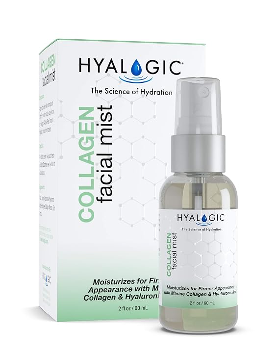 Hyaluronic Acid Collagen Facial MistMoisturizer Spray, Non-greasy Hydrating Primer & Makeup Setting Spray Dye, Fragrance, Cruelty-Free (2 oz)