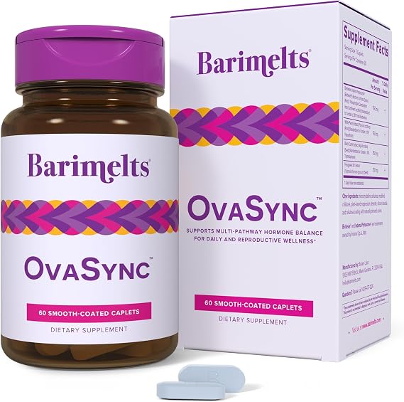 BariMelts OvaSync - Hormone Balance & Ovarian Support Supplement for Women - Clinically Studied Berberine Phytosome for Metabolic Support, Cycle Regularity & Ovarian Health - 60 Smooth-Coated Caplets