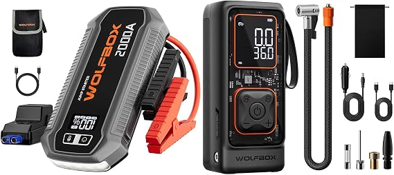 WOLFBOX 2000A Jump Starter & 150PSI Tire Inflator