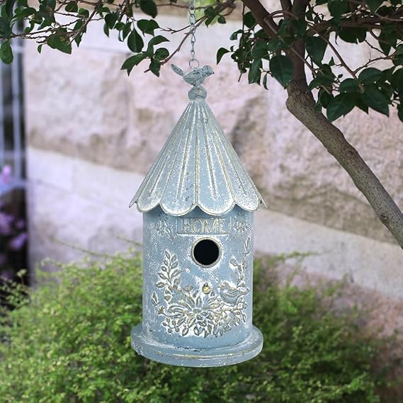 Metal Hanging Birdhouses for Outdoors Bird Houses for Outside Unique Bird Nest for Bluebird Wren Chickadee Sparrow Bird Nest Box for Garden Patio