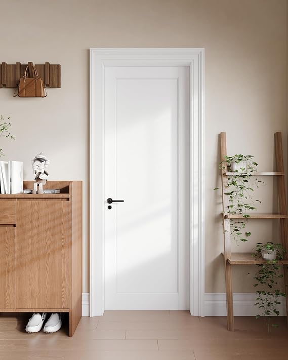 OHTOMO 28"x 80"Interior Slab Door, 1-Panel Solid Core Door, Pre-Assembled White Panel w/o Prehung Jamb and Hardware, for Pantry Closet Laundry Bedroom Office