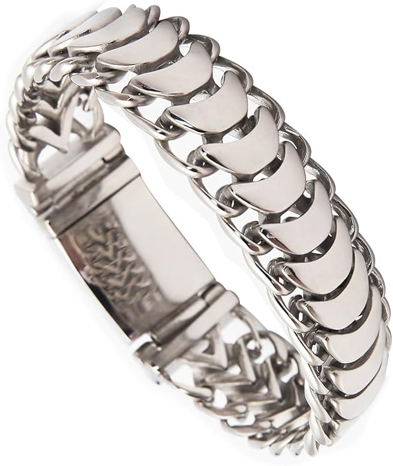 Men's Bracelet Gift for Father Titanium steel Link Bracelet for Men Keel Like-a-Watch-Band Titanium Bracelet Pulseras Para Hombres,Punk Gothic Hip-Hop Style Heavy Men Bracelet Boyfriend Husband,5 size