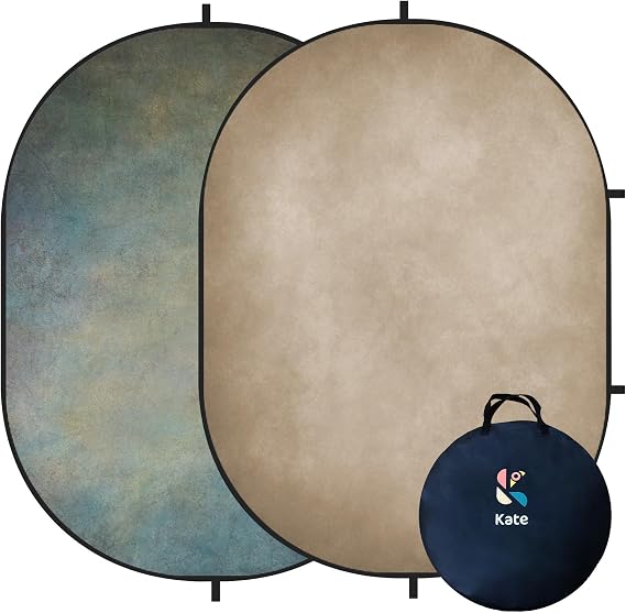 Kate Collapsible Backdrop Tan Gray Green Reversible Pop Up Backdrop 138
