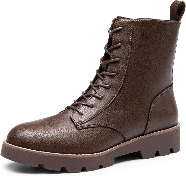 DREAM PAIRS Women's Combat Ankle Boots Lace up Lug Sole Fashion Booties Shoes