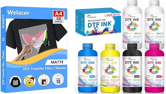 Save 20% on Welacer DTF Film A4 50 Sheets and DTF INK 500mlx6