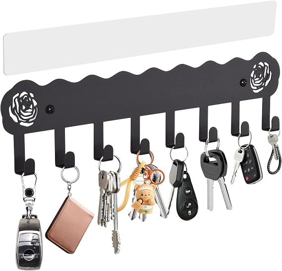 Key Holder Hooks Organizer Hanger Rack Wall Mounted with Dual Installation