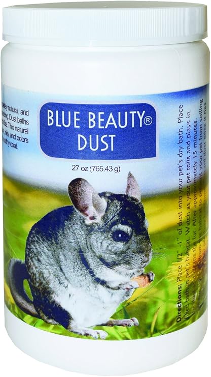 Lixit Blue Beauty Chinchilla Dust Bath, 1.5 lb Jar - Natural Small Animal Bathing Dust, Moisture & Odor Control, No Added Chemicals, Reusable Container, Made in USA