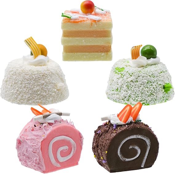 Artificial Simulation Cake, 5Pcs Realistic Cake Dessert Fake Cake Food Model Realistic Cupcake Bread Dessert for Photography Props Kitchen Home Decoration Display