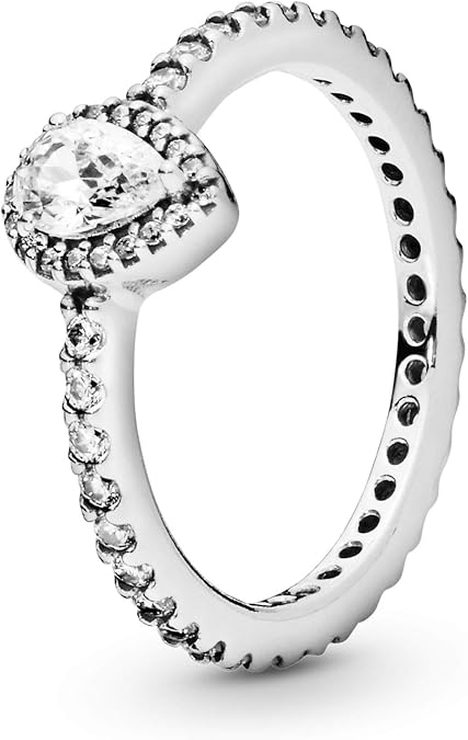 Pandora Jewelry Classic Teardrop Halo Cubic Zirconia Ring in Sterling Silver, Size 5