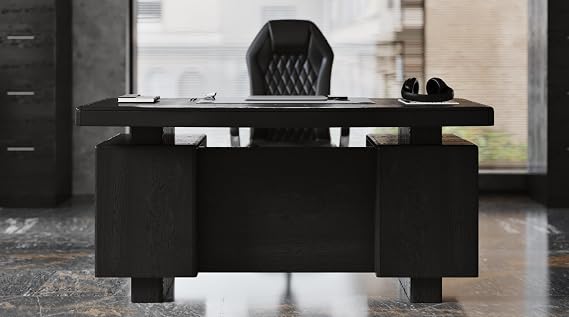 ZURI Modern Monroe Desk - Fixed Height - Black