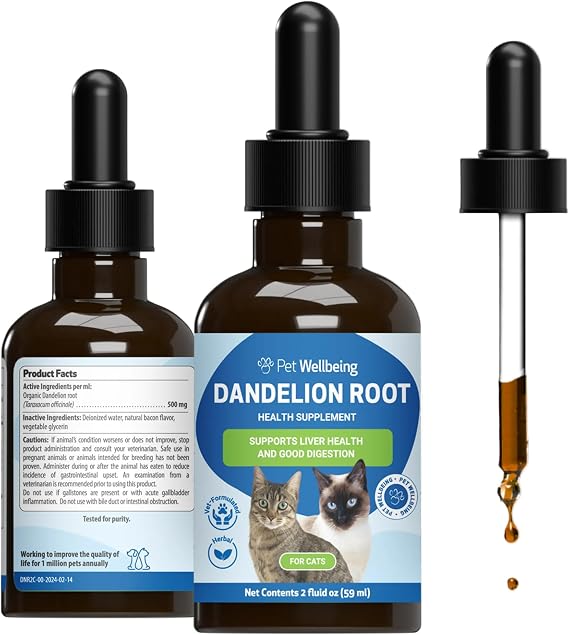 Pet Wellbeing Dandelion Root for Cats - Liver & Digestive Health, 2 oz