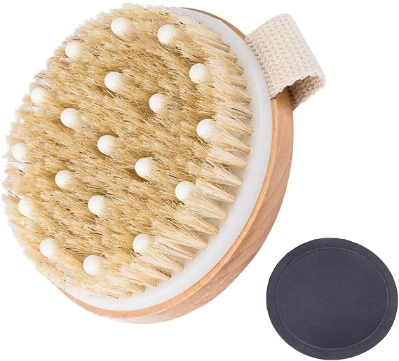 Dry Brushing Body Brush Lymphatic Drainage Brush, Dual-use Dry and Shower with Natural Bristles, GOZINA Exfoliating for Massage, Remove Dead Skin and Cellulite