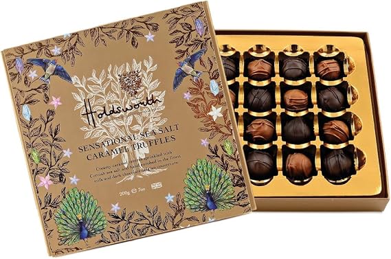 Holdsworth Chocolates Occasions Collection - Sensational Sea Salt Caramel Truffles Enrobed in Milk and Dark Chocolate Perfect for Gifting 200g