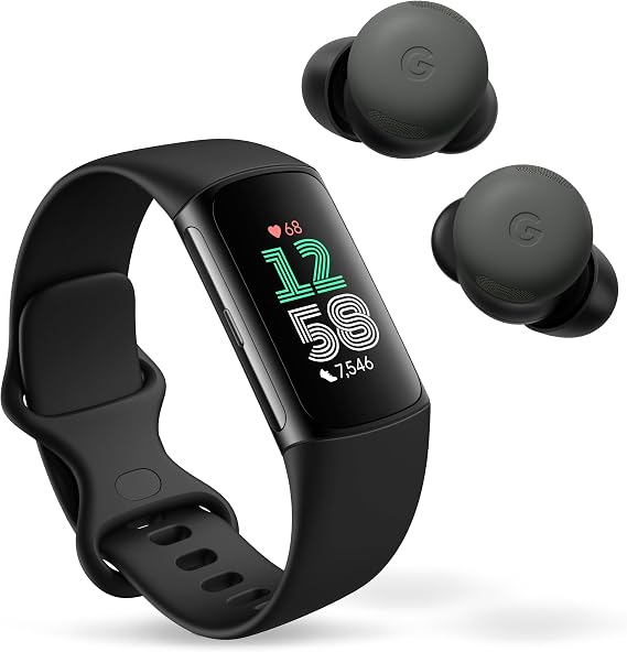 Fitbit Charge 6 with Heart Rate, GPS, 6-Month Premium, Google Apps + Pixel Buds Pro 2 Earbuds with Active Noise Cancellation and Tensor Chip