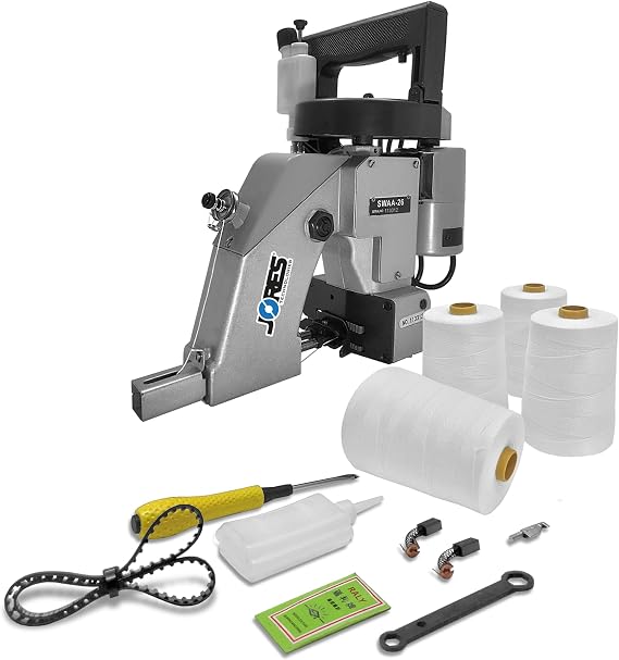 JORES TECHNOLOGIES Portable Electric Bag Sewing Machine, Single-Thread Chain Stitch, 110V with Starter Kit and Thread Rolls