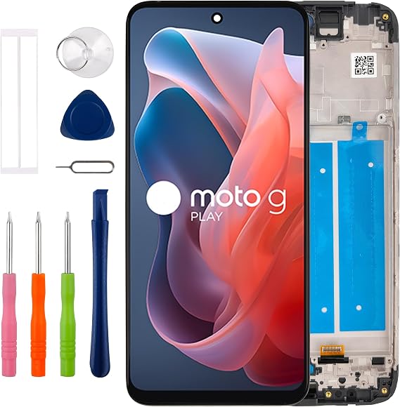 [with Frame][New] Duotipa LCD Display Touch Screen Digitizer Assembly Replacement for Moto G Play 2024 XT2413-1 XT2413-2 XT2413-3 6.5" with Technical Repair Tools Kit-Black.