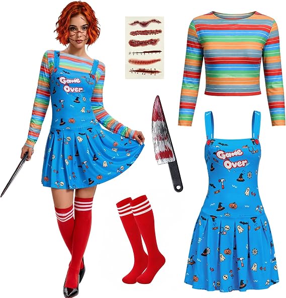 Women Killer Doll Halloween Costume Set 5PCS