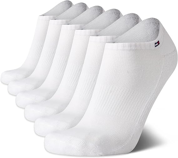 Tommy Hilfiger Mens No Show Socks - 6 Pack Cushioned Performance Stretch Athletic Low Cut Socks for Men