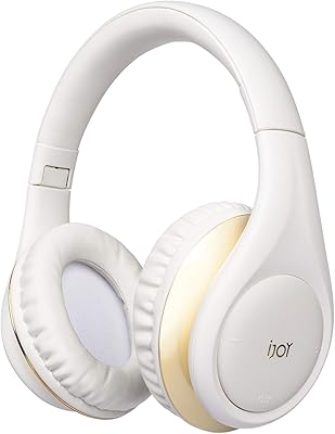 iJoy ISO Bluetooth 5.0 Wireless Over Ear Foldable Stereo Headphones with 30 Hours Battery and Built-in Microphone, WhiteGold
