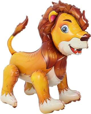 Standing Lion Balloon, 21L x 24H Large Jungle Safari Animals Foil Balloons, Walking Lion Balloons for Kids Wild Zoo Party Baby Shower Birthday Decor Supplies