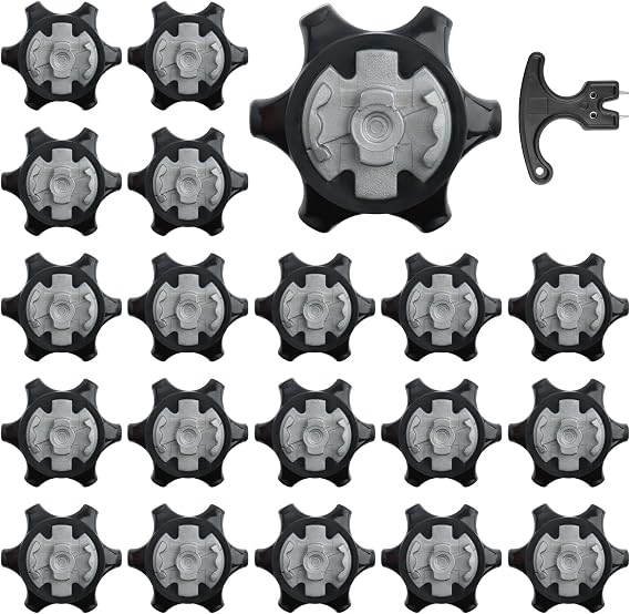20PCS Golf Shoe Spikes Set Replacement Golf Spikes with Cleats Wrench | Easy Install Anti-Slip Traction Comfort Durable Rubber Metal Grip and Stability on Course Running Shoe Spikes Replacement