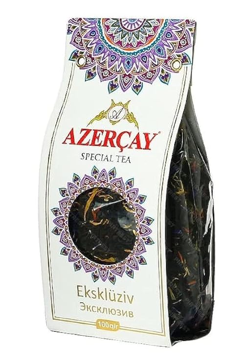 Azercay Loose Special Tea 'Exclusive' Black Tea with Cornflower Marigold Safflower & Bergamot Aroma 100g - Made in Azerbaijan - Kosher Certified NO GMO