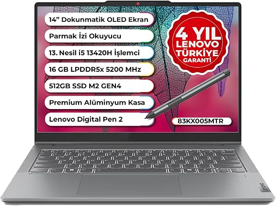 IdeaPad 5 Slim 2 in 1 İntel Core i5-13420H 16GB 512GB SSD Freedos 14" WUXGA Oled 83KX005MTR