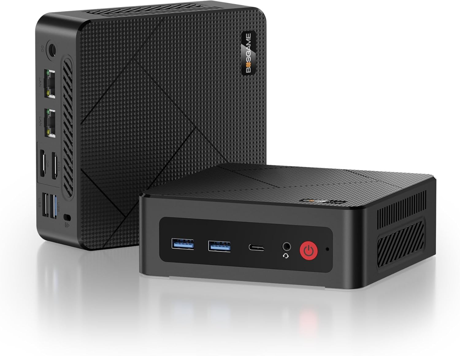 BOSGAME E4 Windows 11 Pro Business Mini PC AMD Ryzen 5 3550H 4 Cores 8 Threads up to 3.7GHz 16GB DDR4 RAM 512GB SSD 4K@60Hz Triple Display HDMI DP Type-C USB3.2 Dual LAN