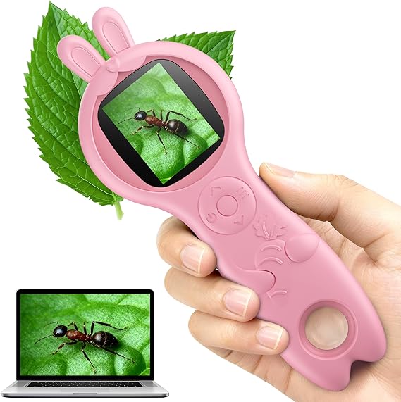 T TAKMLY Mini Pocket Digital Microscope, Macro Fixed Focus Magnifying Glass, Portable Handheld USB Digital Microscope 500x Magnification, 4X Zoom