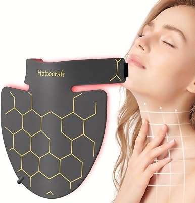 Hottoerak Red Light Therapy for Neck, 660nm Red Light & 850nm Near Infrared Light for Neck Decollete Chest at Home Light Gray