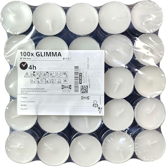 IKEA 100 Tealight Mum Kokusuz Ev Tatil Parti Dekoru GLIMMA