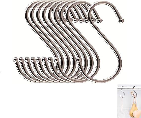 S Hooks,10 Pack Kitchen Hooks S Hooks Hanging Metal Hanging Hooks Stainless Steel Plants Hooks Bedroom wardrobe meat hooks utensil hooks Multipopused S Hanging Hooks for Hangers Garden Kitchen