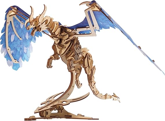 UGEARS 3D Wooden Puzzles for Adults - Windstorm Dragon 3D Puzzle - Mechanical Model Kits for Adults to Build - DIY Building Set Gifts for Fathers Day, Brain Teaser Puzzle, Hobby Kit