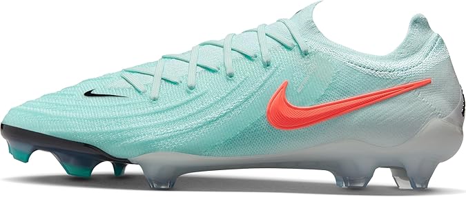 Nike Phantom GX 2 Elite FG Low-Top Soccer Cleats (FJ2559-300, Mint/Off Noir/Atomic Red) Size 12