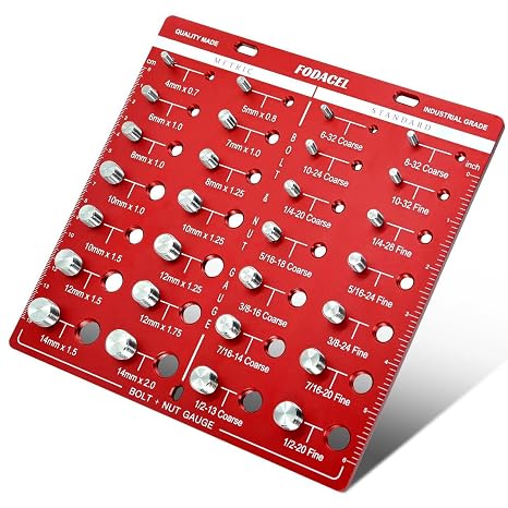 Thread Tester 28-Bit Thread for Nuts and Bolts Identification Gauge Precise Inch and Centimetre Aluminum Alloy Thread Gauge Measuring Tool 14 Standard and 14 Metric Screws