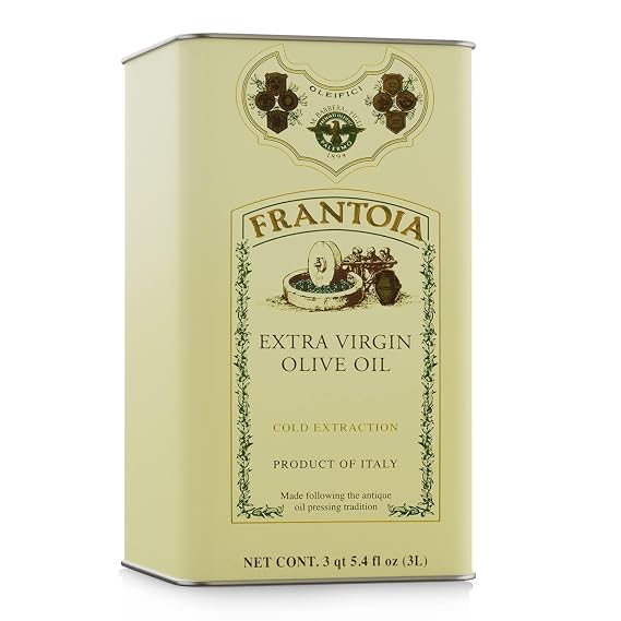Frantoia Extra Virgin Olive Oil, 101.4 Fl Oz (3L Tin) Award-Winning Sicilian EVOO Made from Biancolilla, Nocellara del Belice & Cerasuola Olives Cold-Pressed within 24 Hours for Fresh, Fruity Flavor