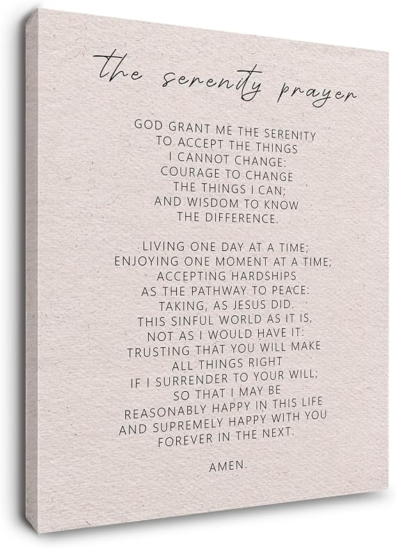 Ryeolo Bible Verse Wall Art, The Serenity Prayer Canvas, Motivational Framed Decor, Christian Gifts, 12x16 Inches, White