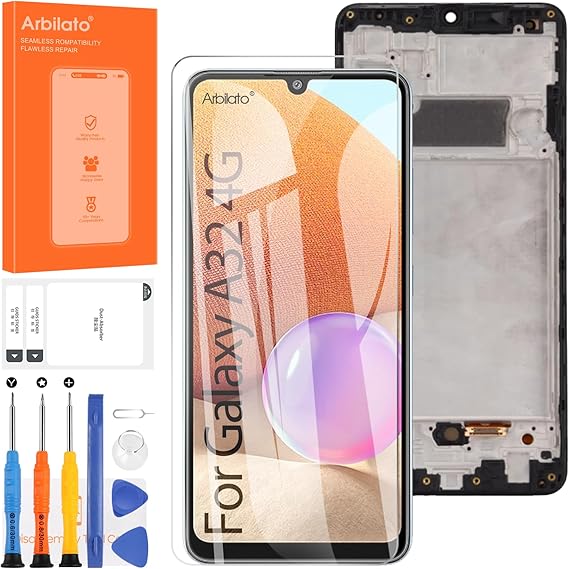 OLED Screen for Samsung Galaxy A32 4G Screen Replacement for A325 LCD Screen SM-A325F,SM-A325M,SM-A325N Touch Display Digitizer Assembly Repair Parts(Black with Frame)