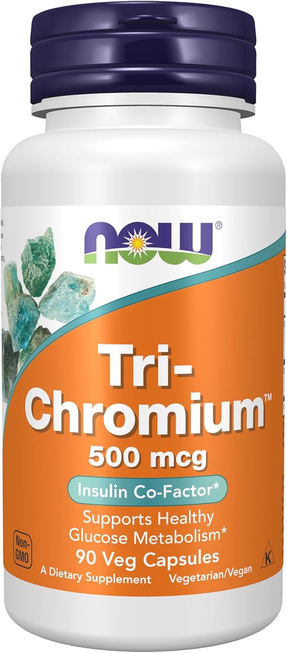 NOW Foods Supplements, Tri-ChromiumTM 500 mcg with Cinnamon, Insulin Co-Factor*, 90 Veg Capsules