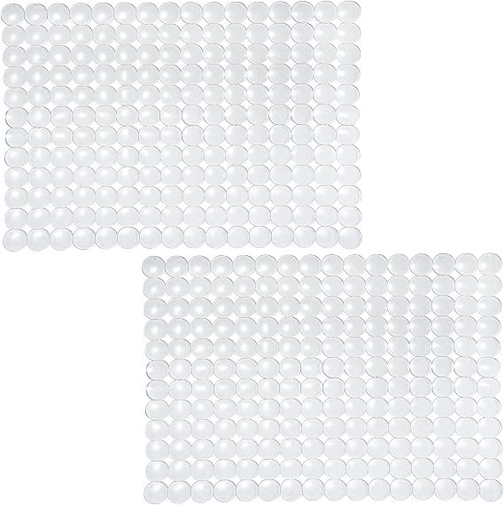 Coopay 2 Pack Kitchen Sink Mat Plastic Protect Mat PVC Eco-Friendly Kitchen Adjustable Stainless Steel/Porcelain Dish Drying Pad Protector for Bottom of Sink, 15 x 11 Inches (Clear)