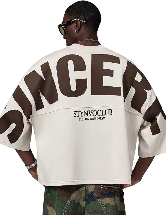 VIPWOLF Men's Y2K Cropped Boxy Oversized Graphic Letter Printed Tees