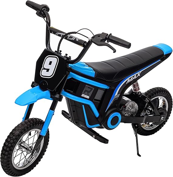 Electric-Powered Dirt Bike for Kids 8-12,14.29 MPH,350W Motorbike for Kids, 24 V Motorcycle with 3-Speed Modes, 13.7 Miles Long-Range, Twist-Grip Throttle & Hand-Operated Rear Brake,Blue7