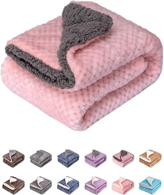 DG Plush Fleece Receiving Blanket for Dog, Cat, Pet - Warm & Soft, Couch, Sofa, Travel & Outdoor, Camping 24 x 32, Baby Pink