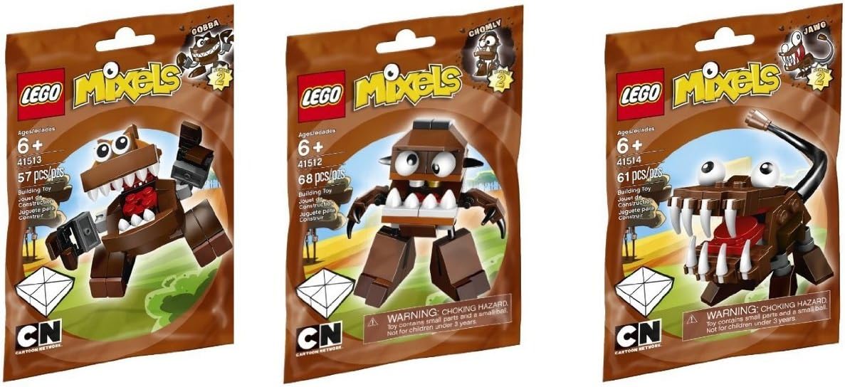 Lego, Mixels Series 2 Bundle Set of Fang Gang, Chomly 41512, Gobba 41513, and Jawg 41514