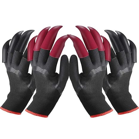 IME Garden Gloves with Claws Waterproof Gardening Gloves for Digging Planting Farm, Working Gloves with 8 Claws Best Choice for Garden 2 Pairs