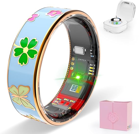 Smart Ring Men & Women Ring Sleep Tracker Pedometer Long Battery Life No Subscription Fee, IP68 Waterproof (Blue, 9)